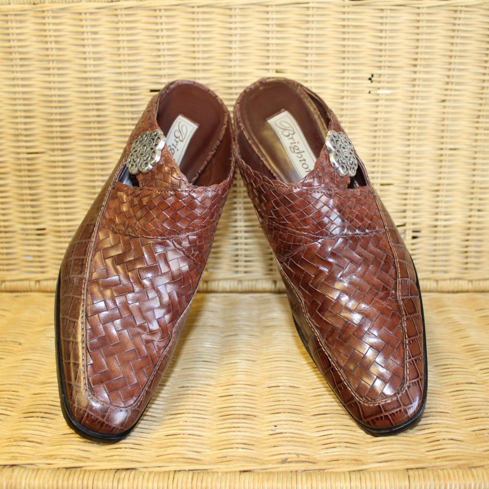 Brighton Mule Brown With Woven and Silver Details
